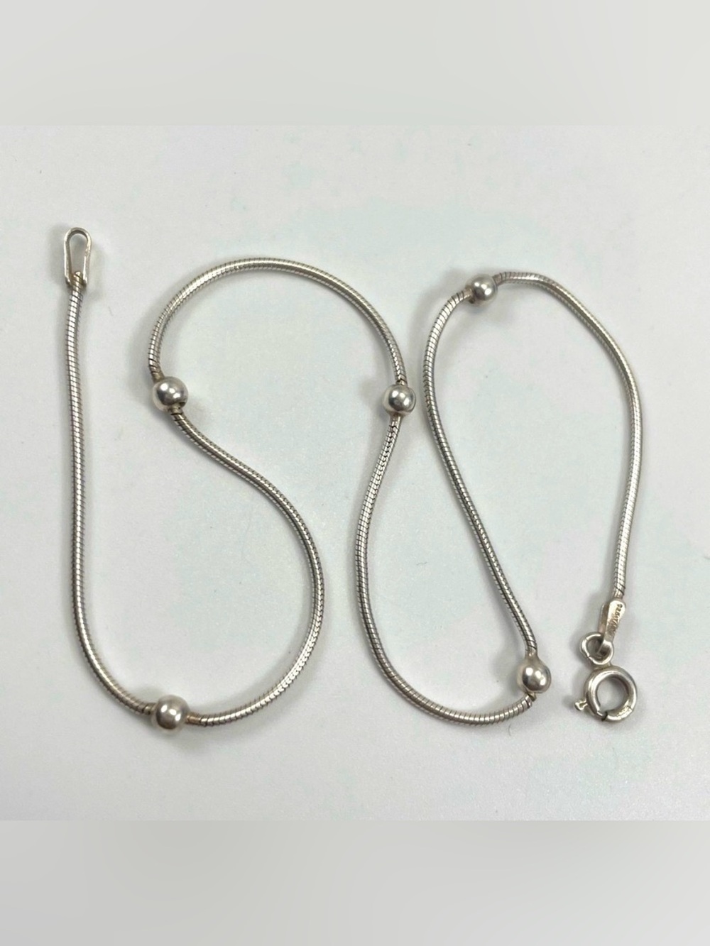 925 Sterling Silver Snake Chain Ankle Bracelet 10 inch Long with 4mm Balls